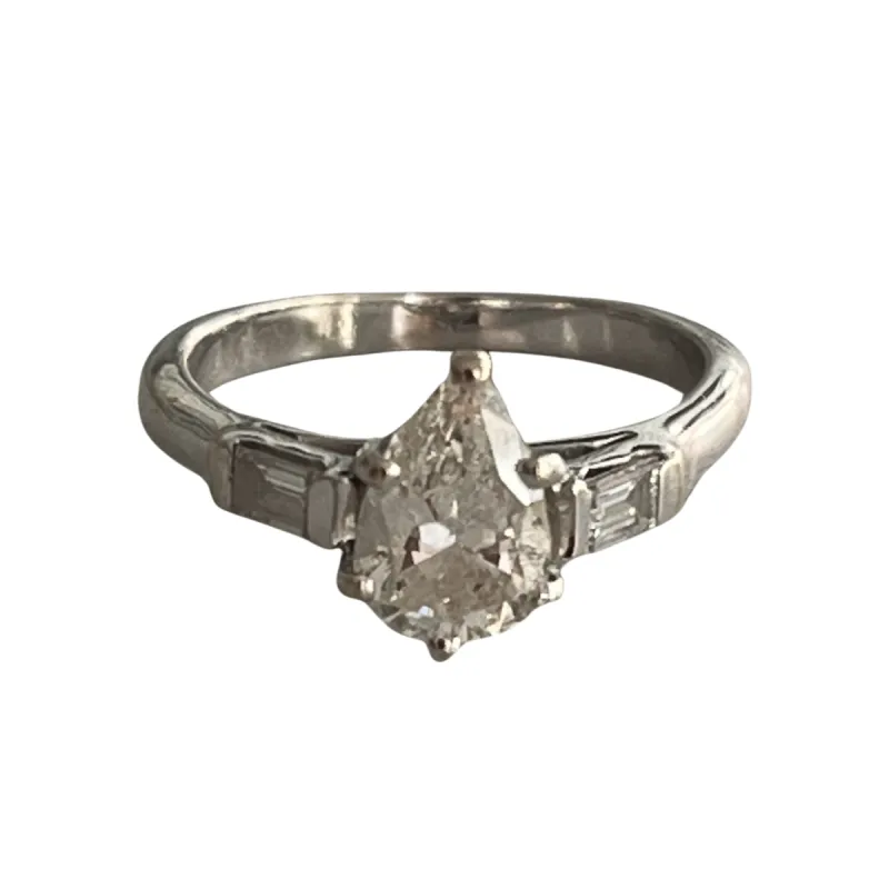 Bague Or Gris Diamant Taille Poire sold by 58 Facettes