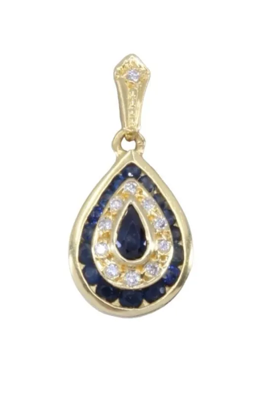 Pendentif poire Or jaune Saphir Diamants sold by 58 Facettes