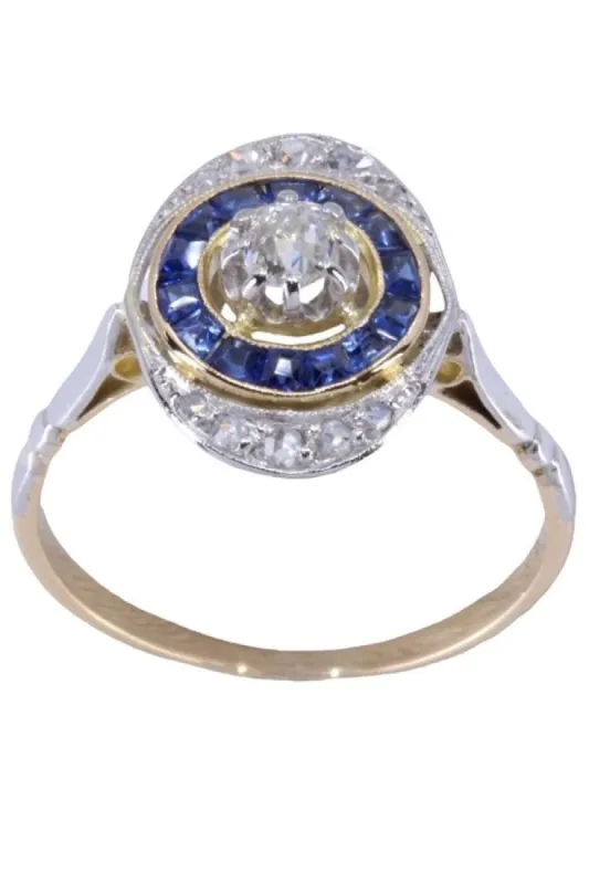 BAGUE ART-DÉCO SAPHIRS ET DIAMANTS sold by 58 Facettes