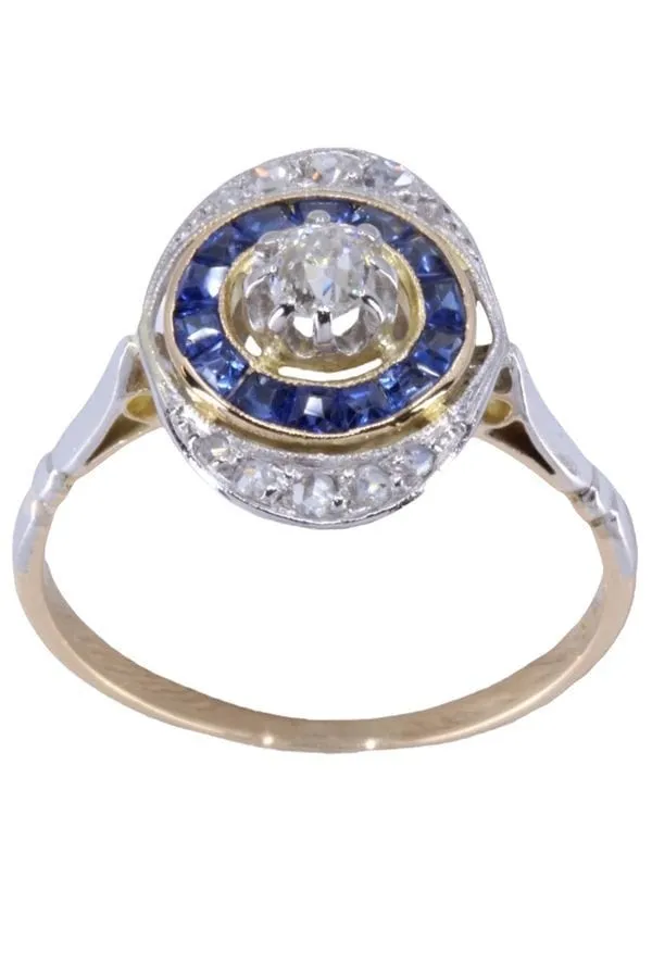 BAGUE ART-DÉCO SAPHIRS ET DIAMANTS sold by 58 Facettes