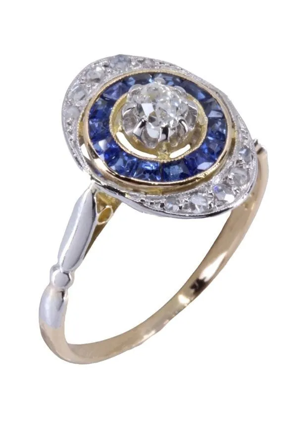 BAGUE ART-DÉCO SAPHIRS ET DIAMANTS sold by 58 Facettes product image thumbnail 4