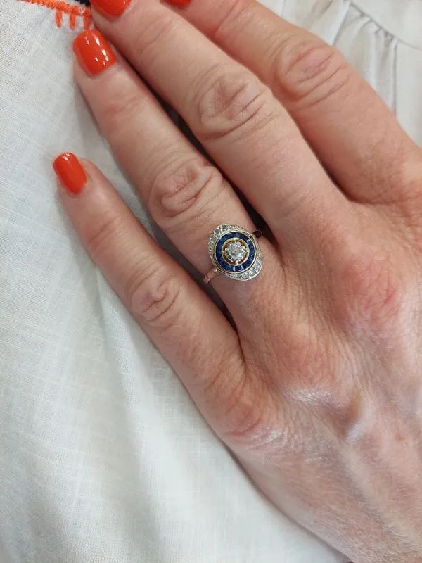 BAGUE ART-DÉCO SAPHIRS ET DIAMANTS sold by 58 Facettes product image thumbnail 2