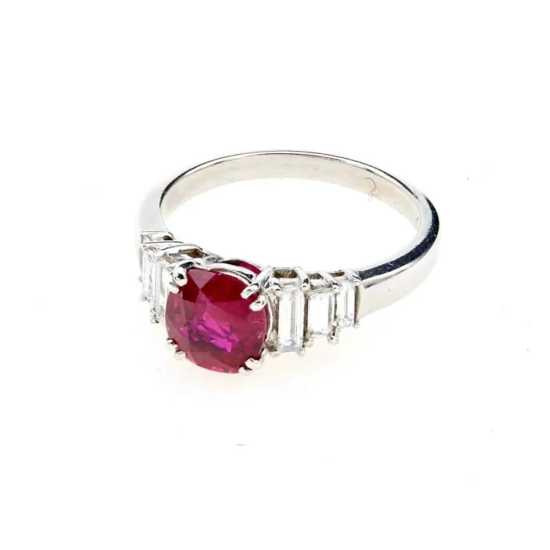 Bague Or blanc Rubis Diamants sold by 58 Facettes