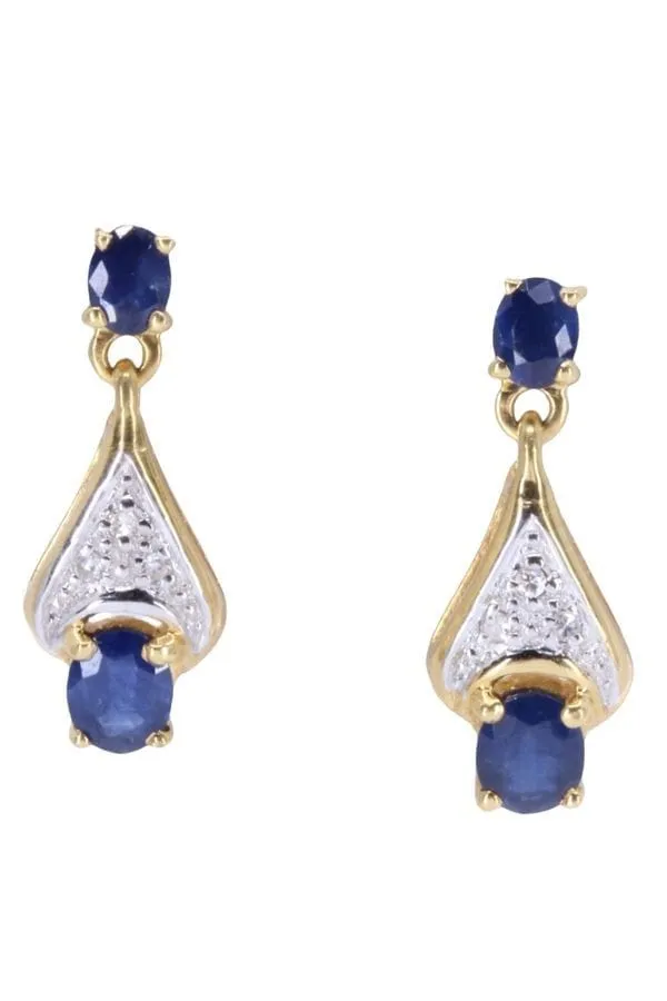 BOUCLES D'OREILLES PENDANTES SAPHIRS ET DIAMANTS sold by 58 Facettes