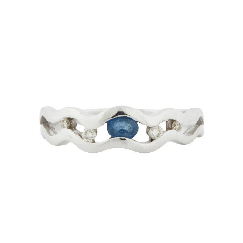 Bague Or blanc Saphir Diamants sold by 58 Facettes