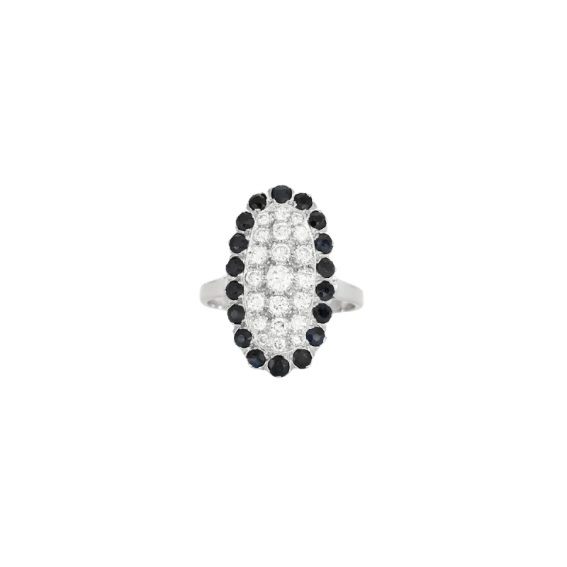 Bague or gris diamants et saphirs sold by 58 Facettes