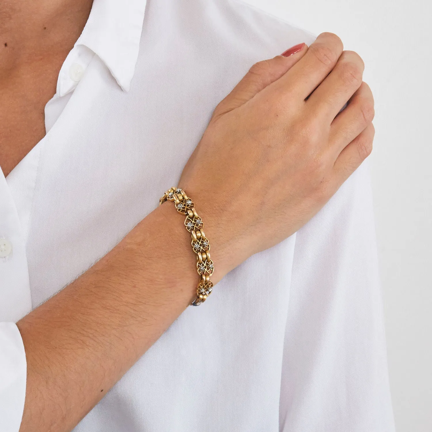 Bracelet or rose et diamants sold by 58 Facettes product image thumbnail 2