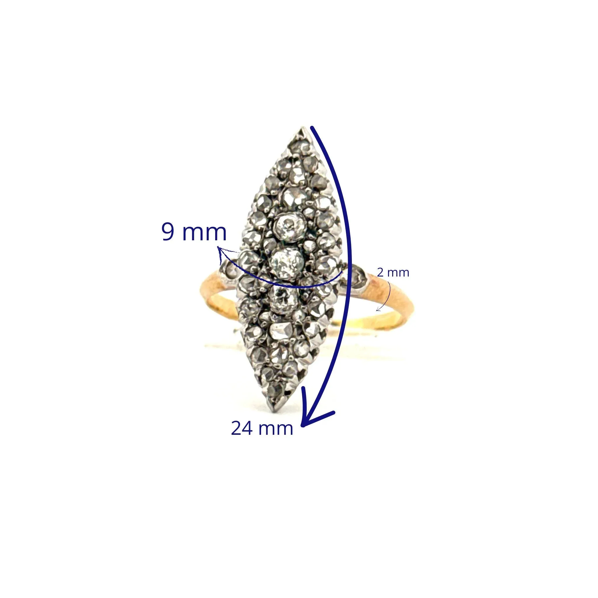Bague Marquise or jaune diamants sold by 58 Facettes product image thumbnail 3