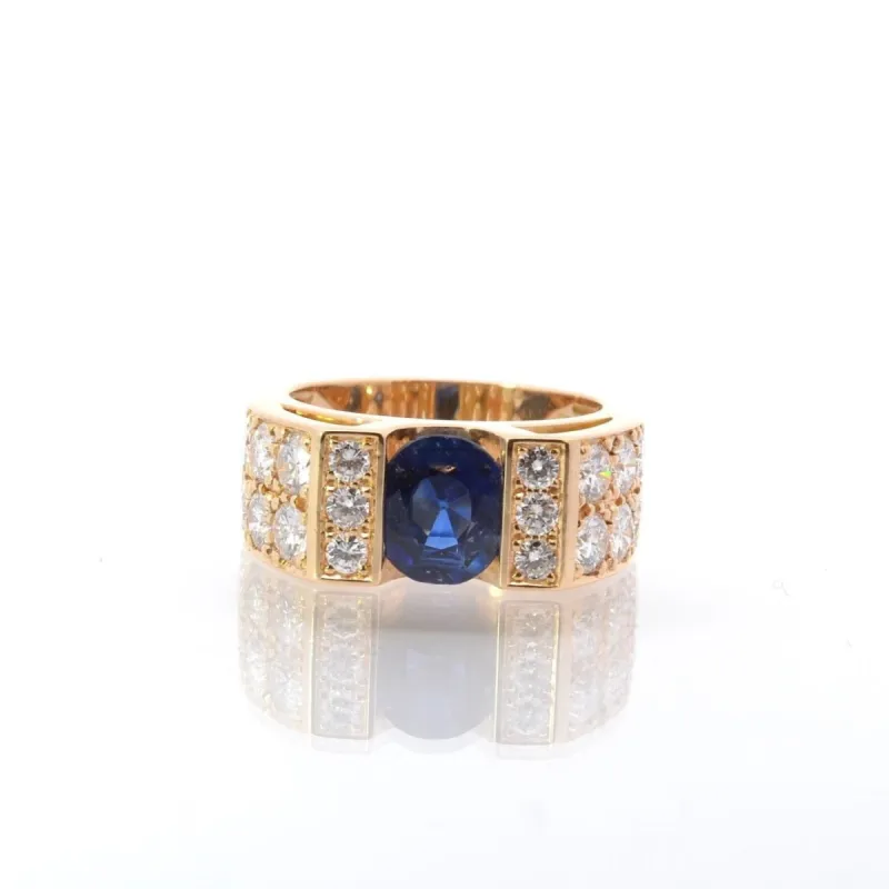 Bague Or jaune Saphir Diamants sold by 58 Facettes