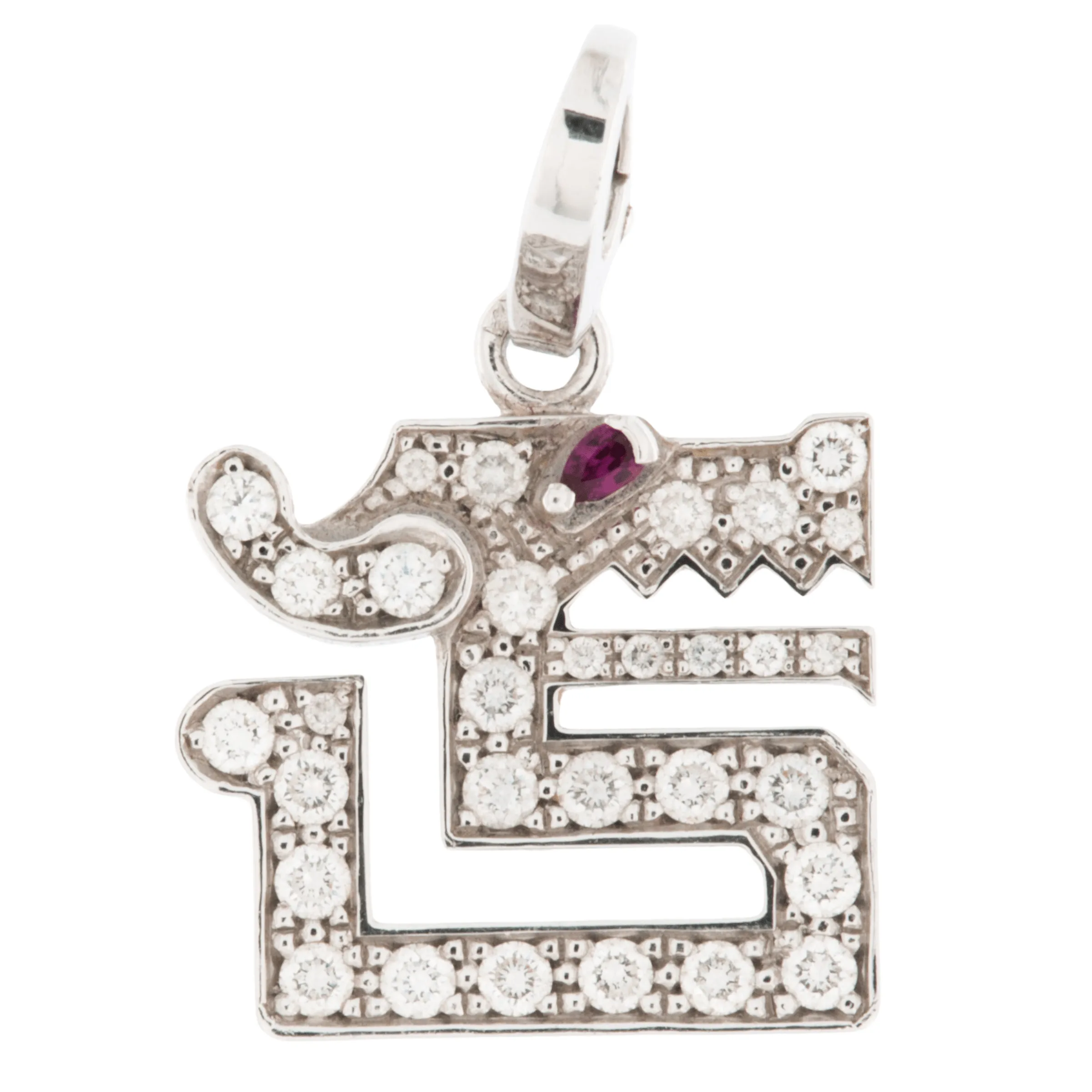 CARTIER - Le Baiser du Dragon - Pendentif en or blanc carats, diamants et rubis sold by 58 Facettes