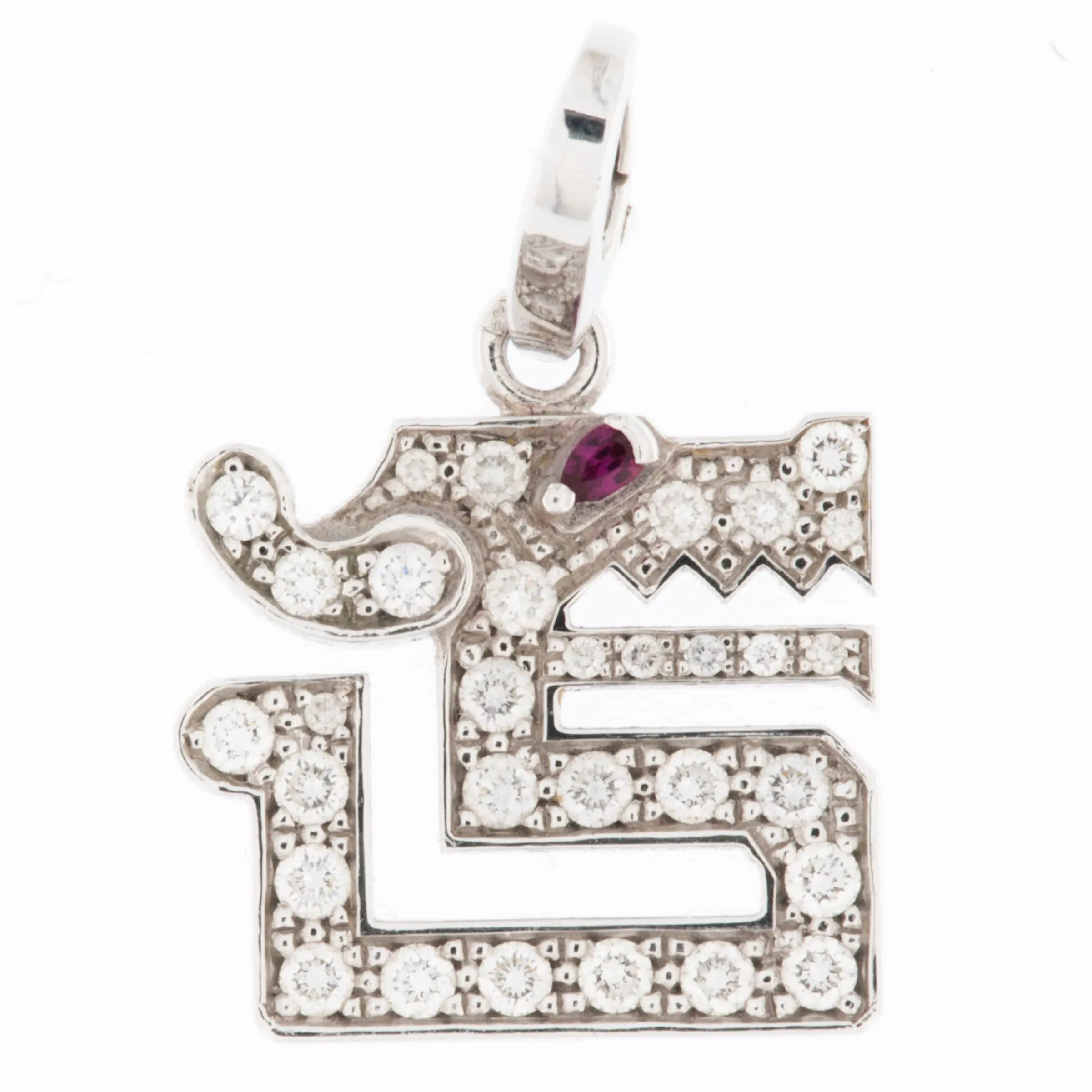 CARTIER - Le Baiser du Dragon - Pendentif en or blanc carats, diamants et rubis sold by 58 Facettes product image thumbnail 4