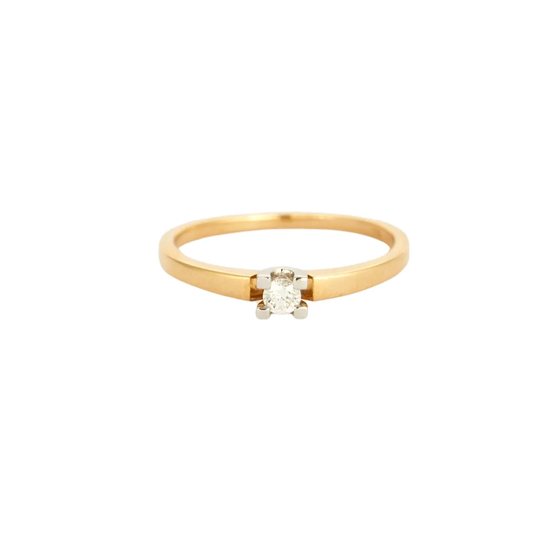 Solitaire or jaune et blanc avec diamant sold by 58 Facettes