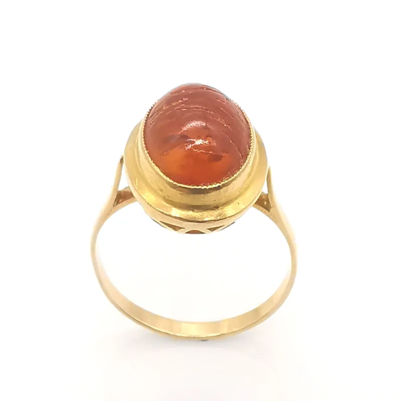 Bague Or jaune et Ambre sold by 58 Facettes