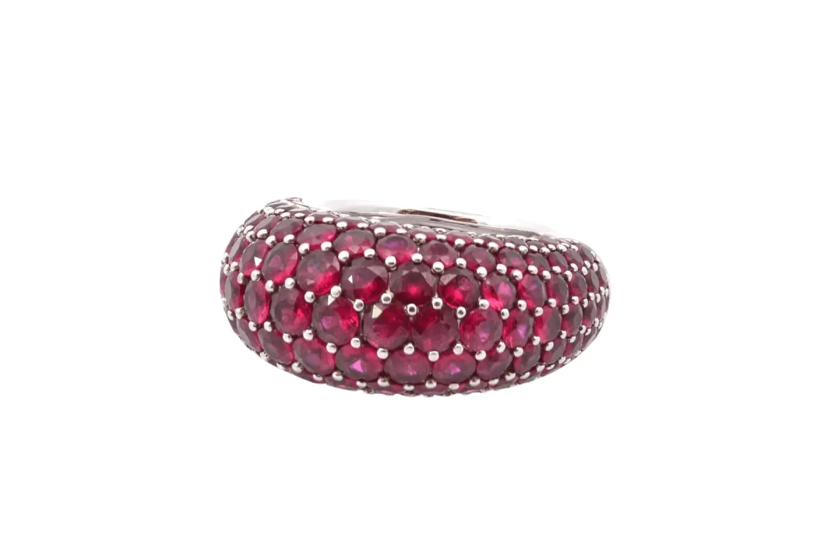 Bague jonc or blanc rubis sold by 58 Facettes