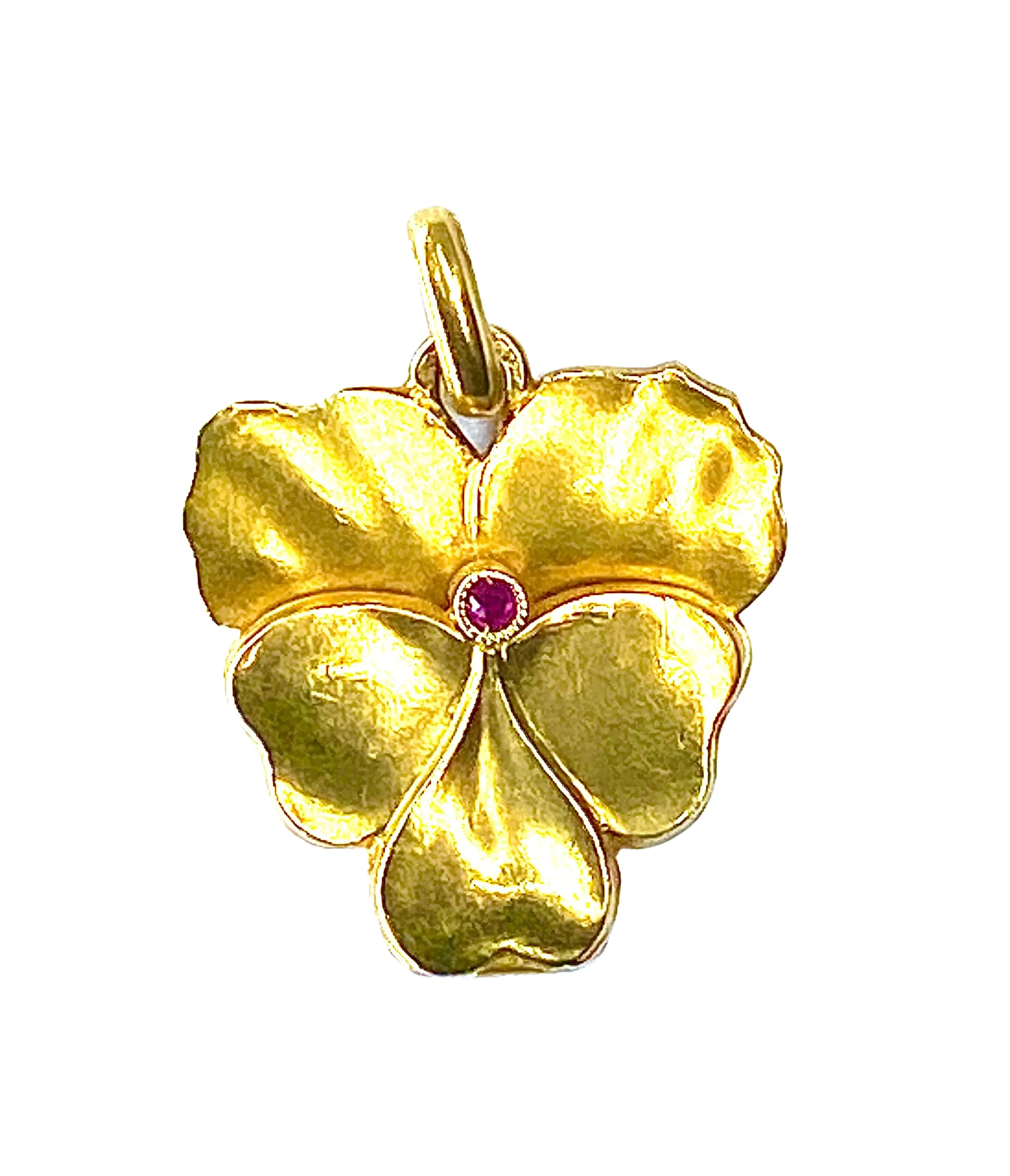 Pendentif ouvrant en or jaune Fleur Pensée sold by 58 Facettes