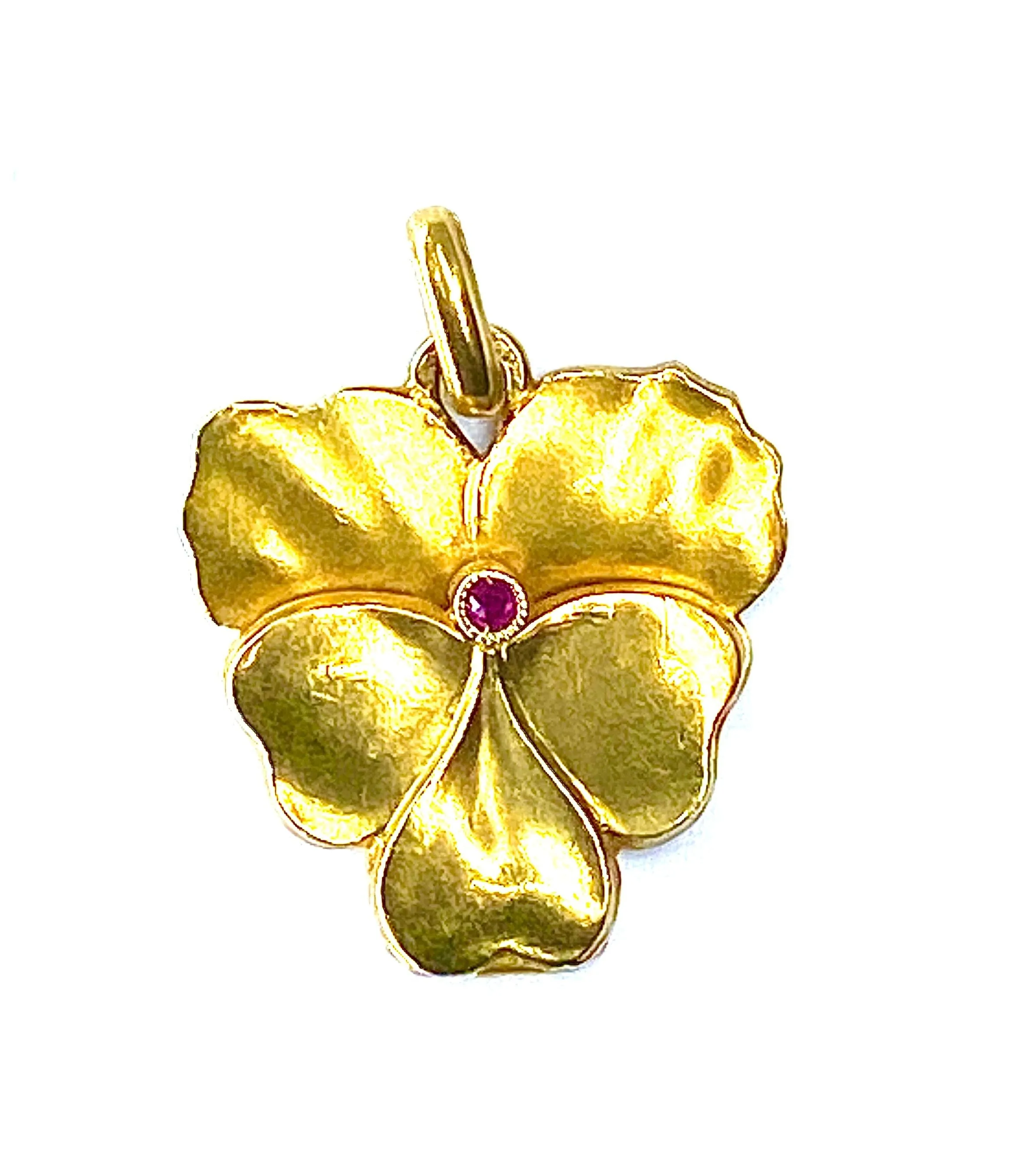 Pendentif ouvrant en or jaune Fleur Pensée sold by 58 Facettes product image thumbnail 5