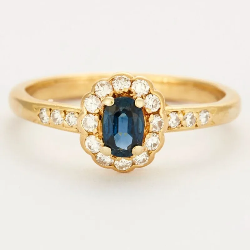 Bague marguerite or saphir et diamants sold by 58 Facettes