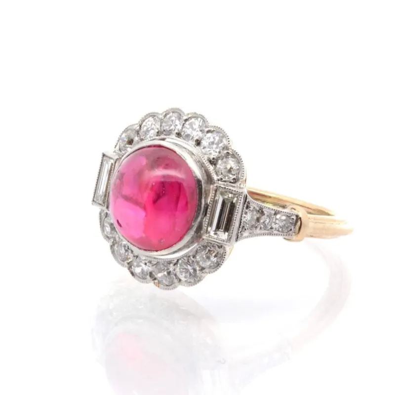 Bague rubis birman non chauffé et diamants sold by 58 Facettes