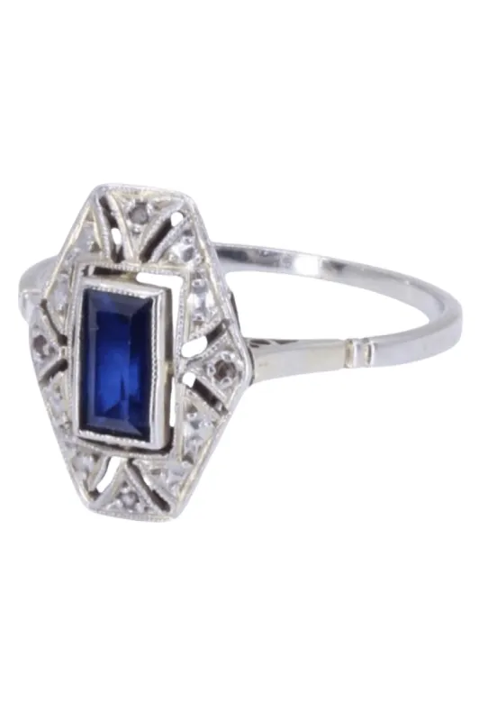 Bague art-déco saphir et diamant sold by 58 Facettes