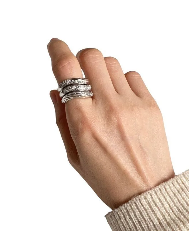 Bague, en or blanc sertie de diamants sold by 58 Facettes product image thumbnail 2