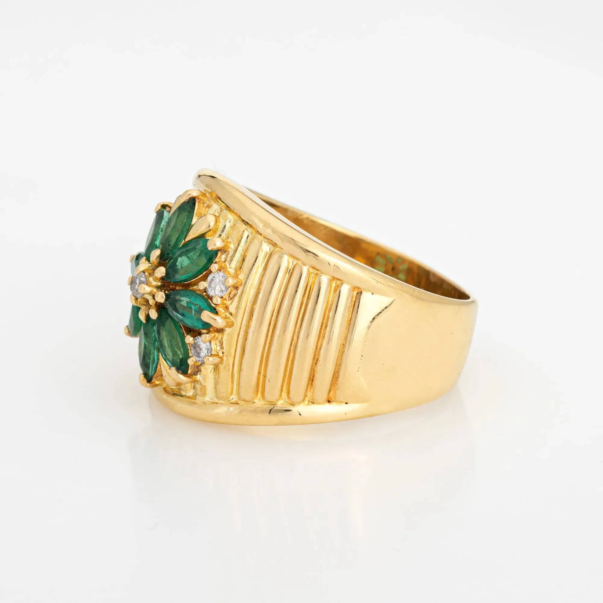 Bague Cigare Diamant Émeraude Vintage Or Jaune sold by 58 Facettes product image thumbnail 5