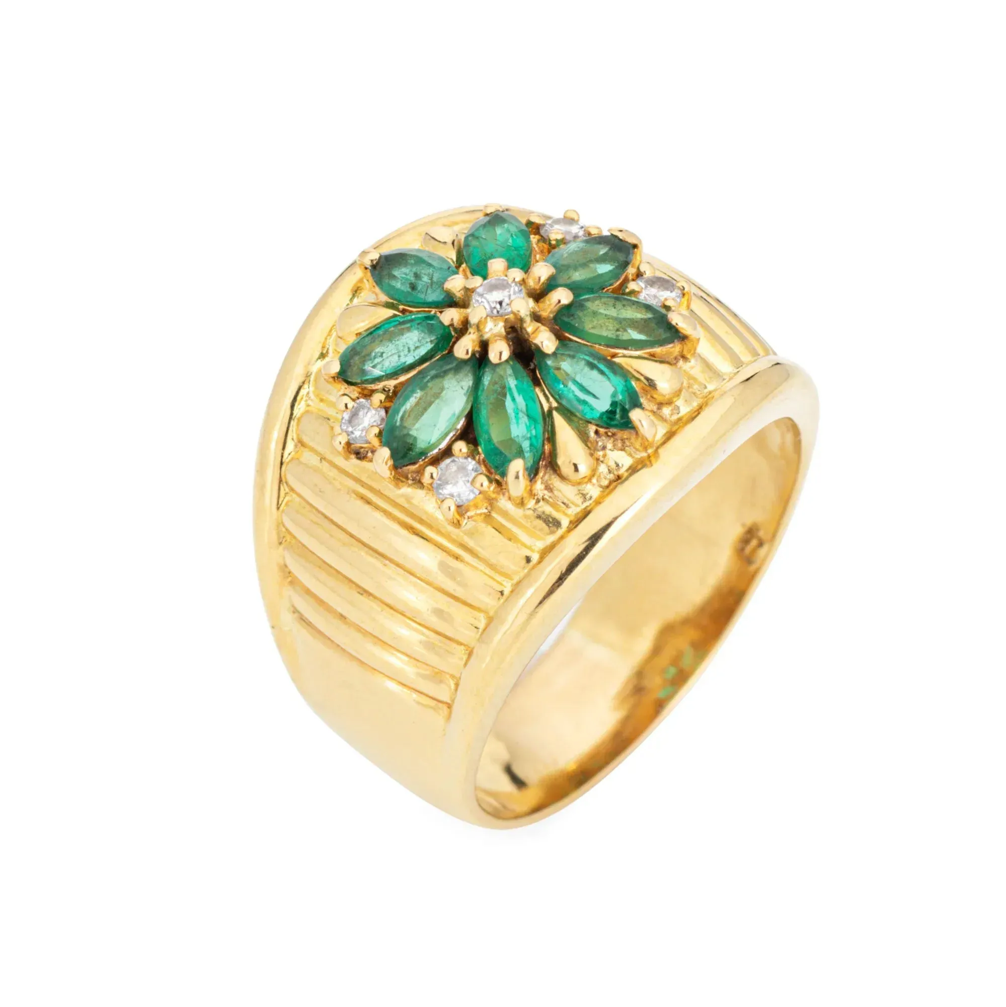 Bague Cigare Diamant Émeraude Vintage Or Jaune sold by 58 Facettes product image thumbnail 3