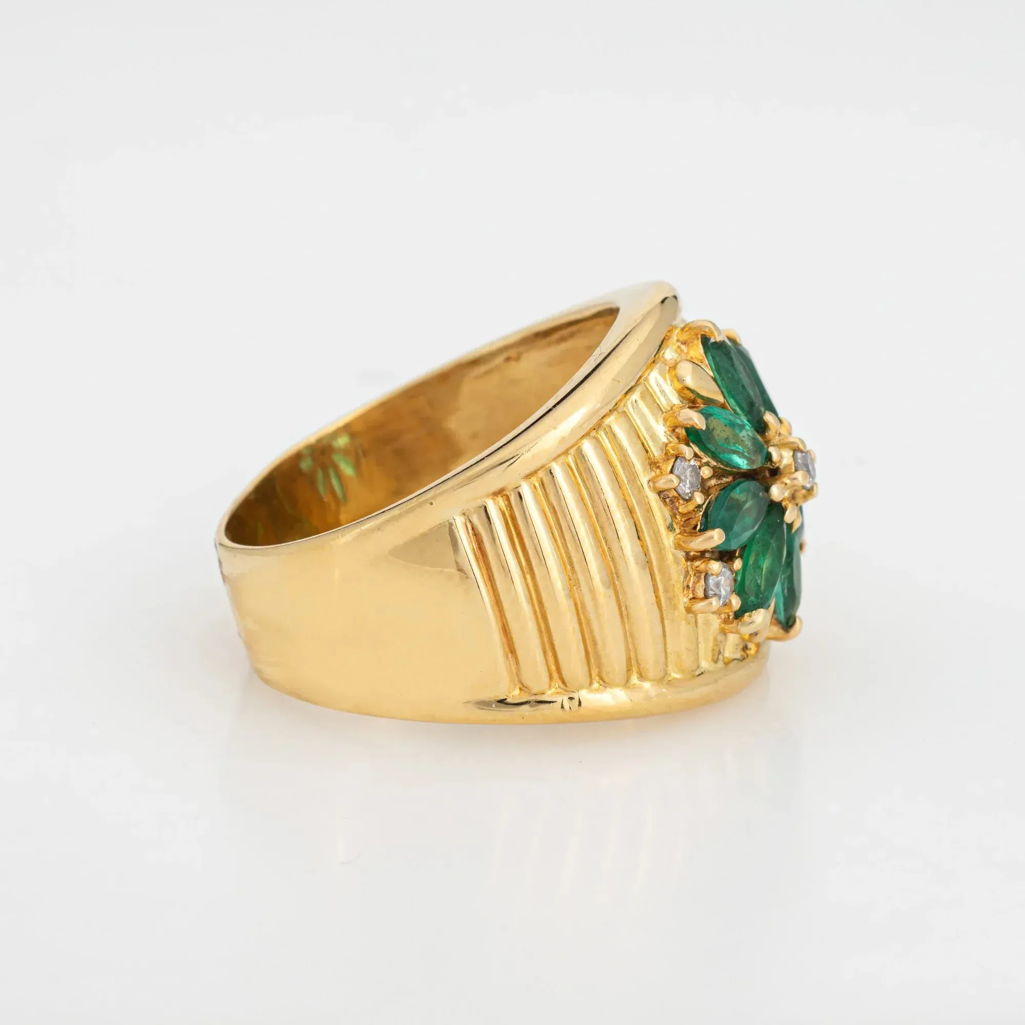 Bague Cigare Diamant Émeraude Vintage Or Jaune sold by 58 Facettes product image thumbnail 4