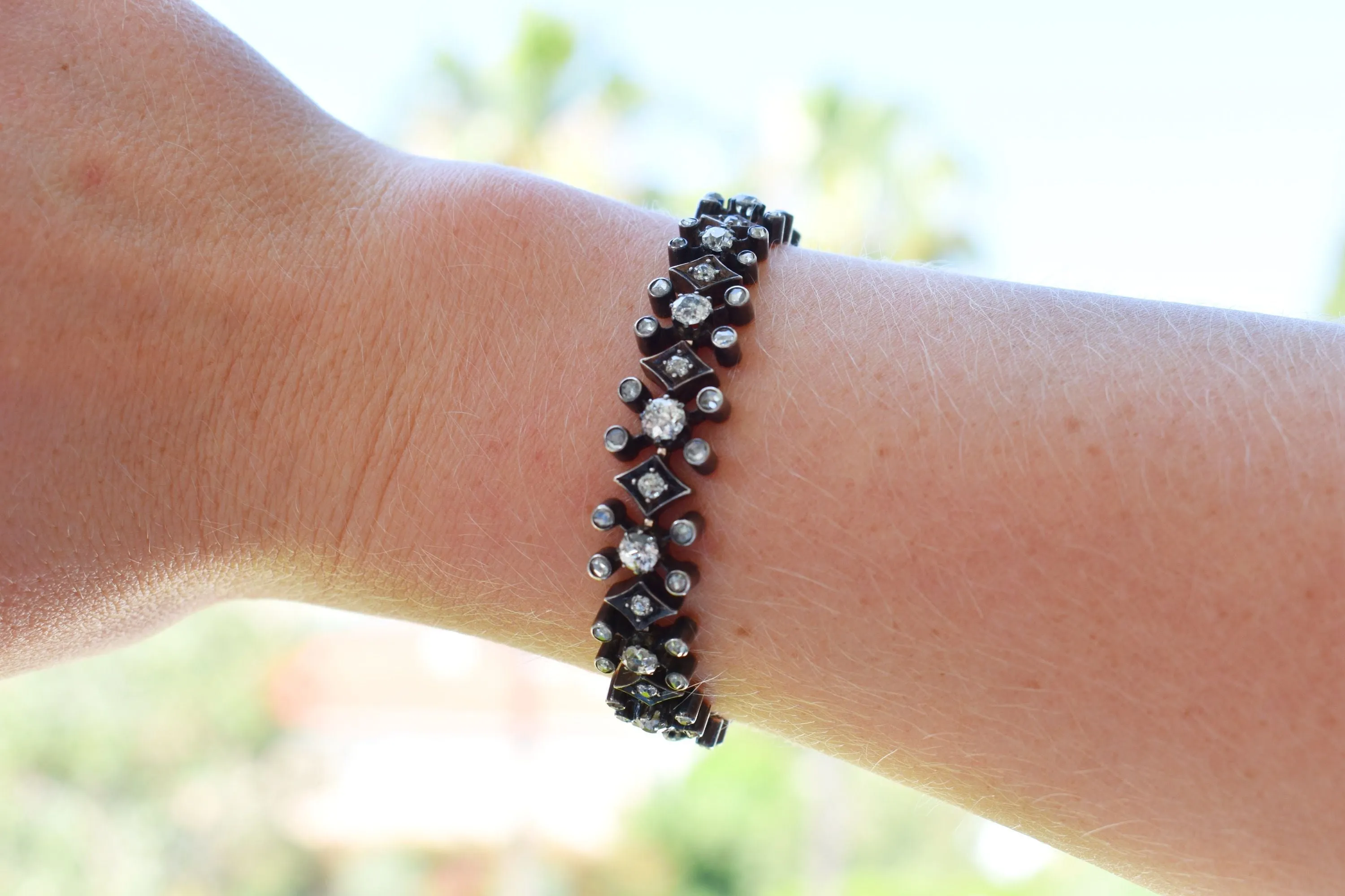 Bracelet Rivière Antique or et argent et diamants sold by 58 Facettes product image thumbnail 2