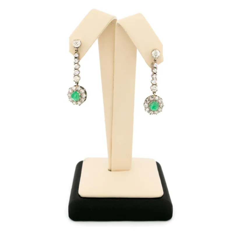 Boucles d'oreilles pendantes platine diamants émeraudes sold by 58 Facettes