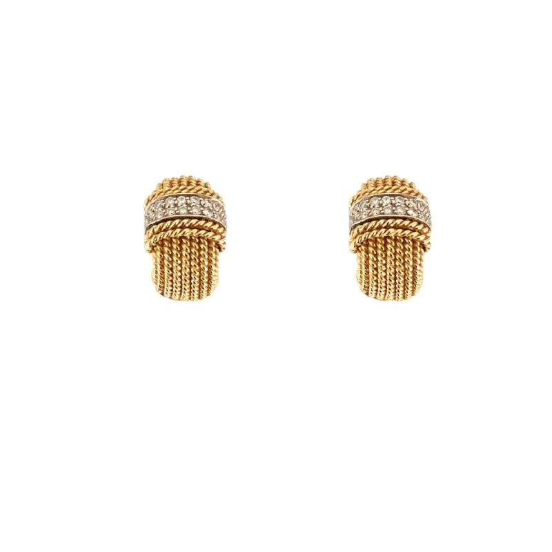 Clips d'oreilles tressés or jaune et diamants sold by 58 Facettes