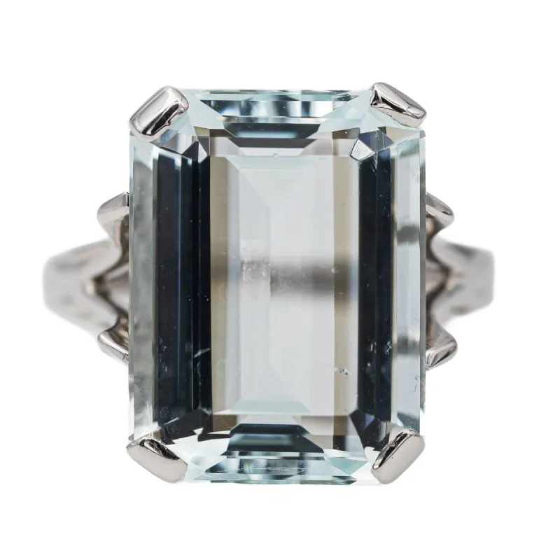 Bague Or blanc Aigue Marine made by 58 Facettes