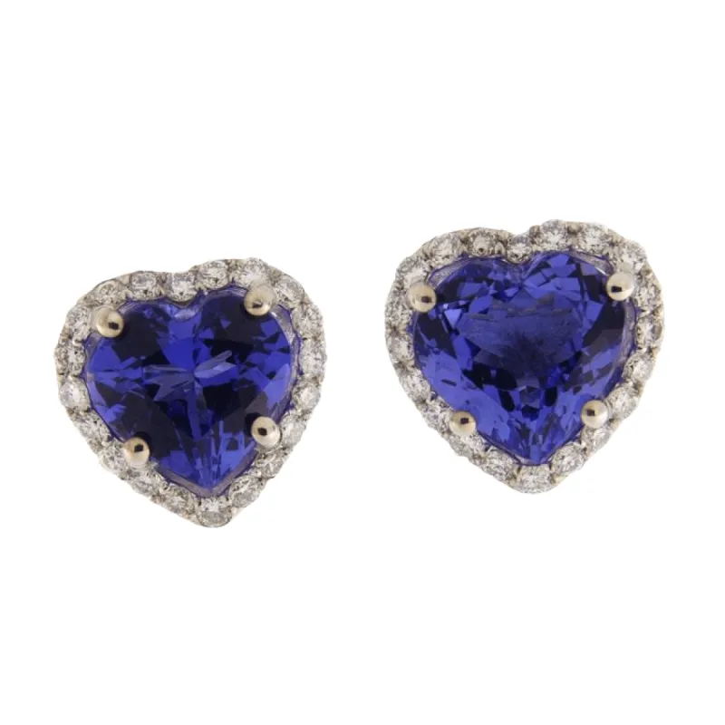 Boucles d'oreilles en or blanc avec tanzanites et diamants sold by 58 Facettes