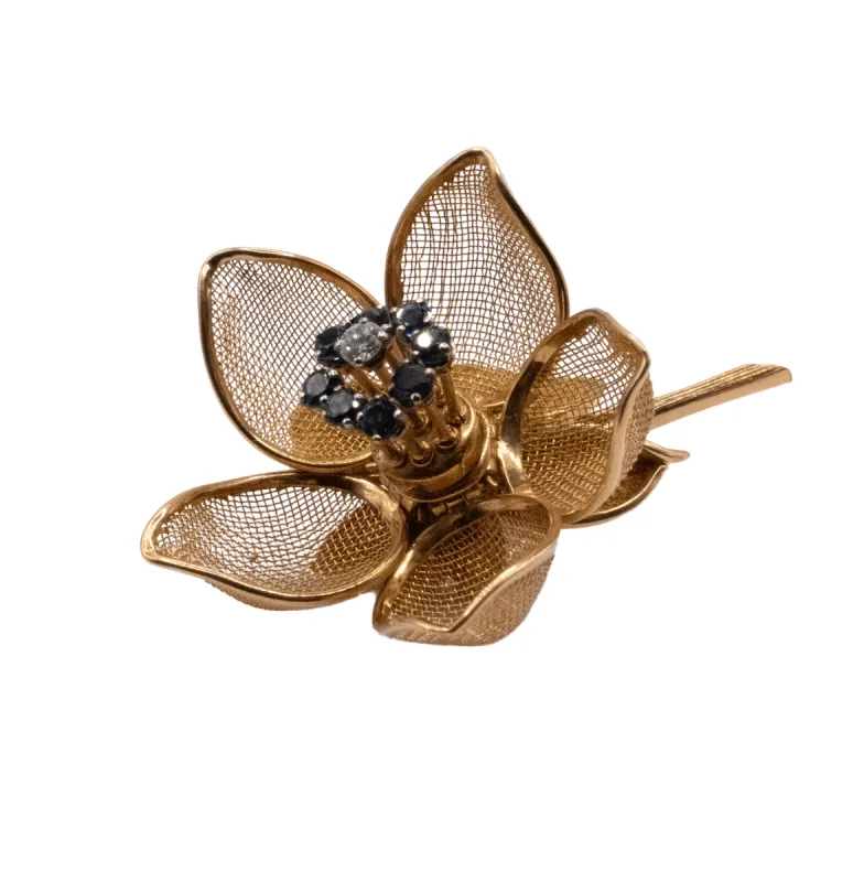 Broche Fleur Or Jaune Saphirs & Diamants sold by 58 Facettes