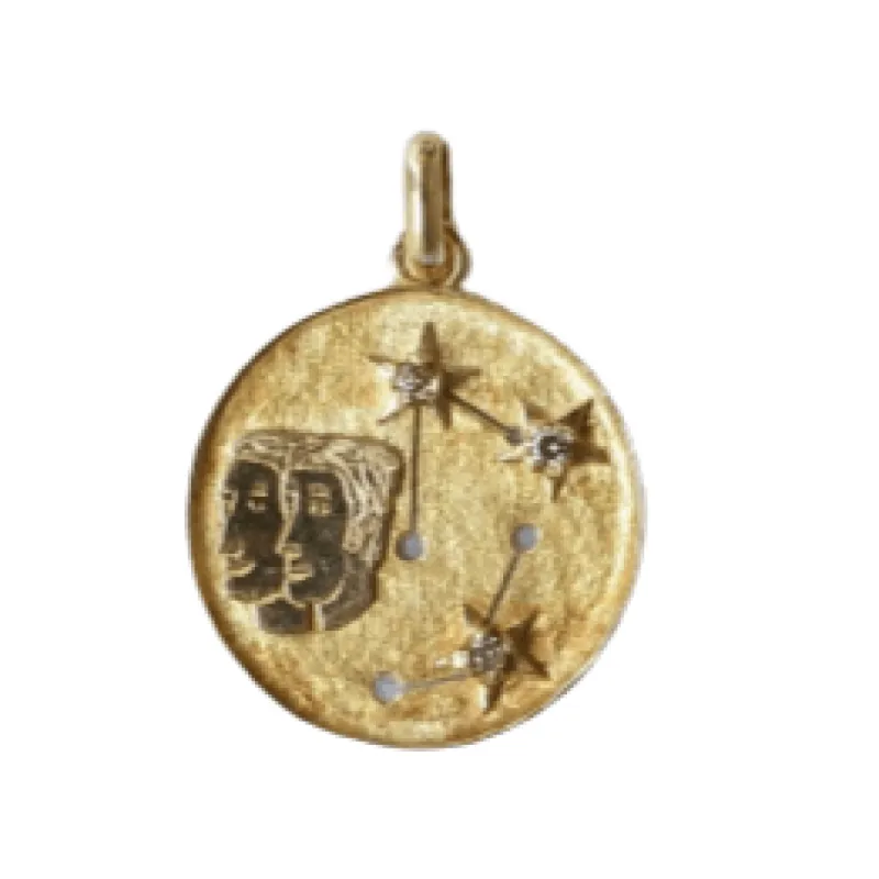 Médaille astrologique gémeaux Or et Diamants sold by 58 Facettes