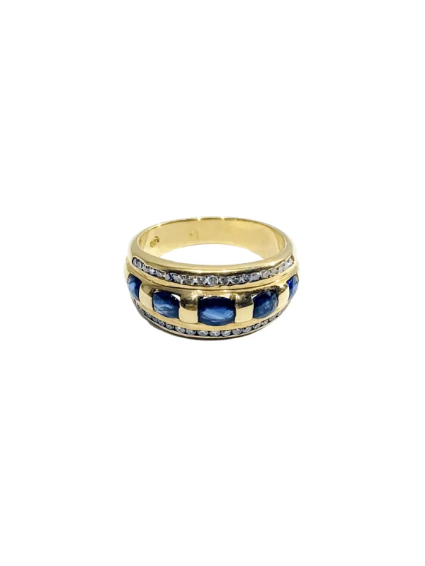 Bague or jaune, diamants et saphirs sold by 58 Facettes
