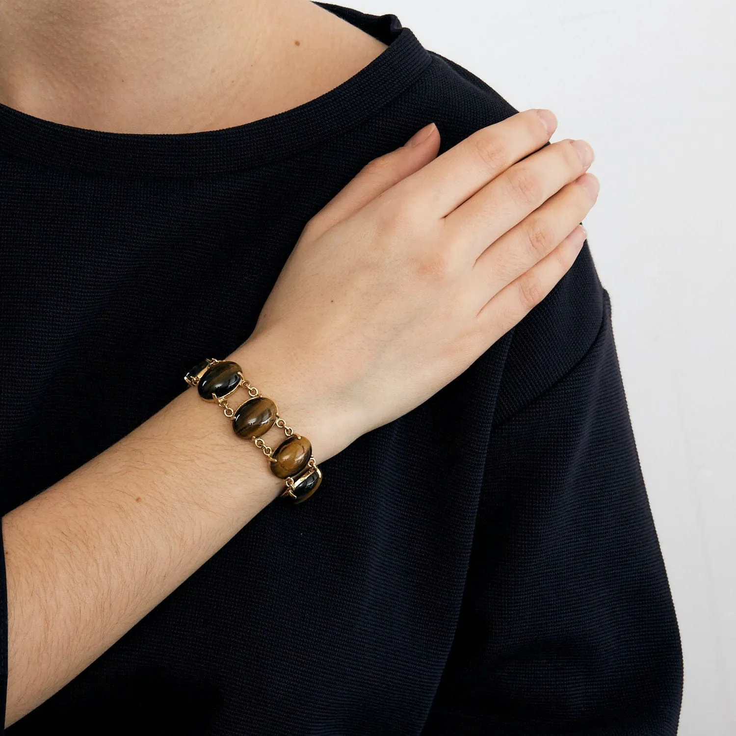 Bracelet or jaune et œil de tigre sold by 58 Facettes product image thumbnail 2