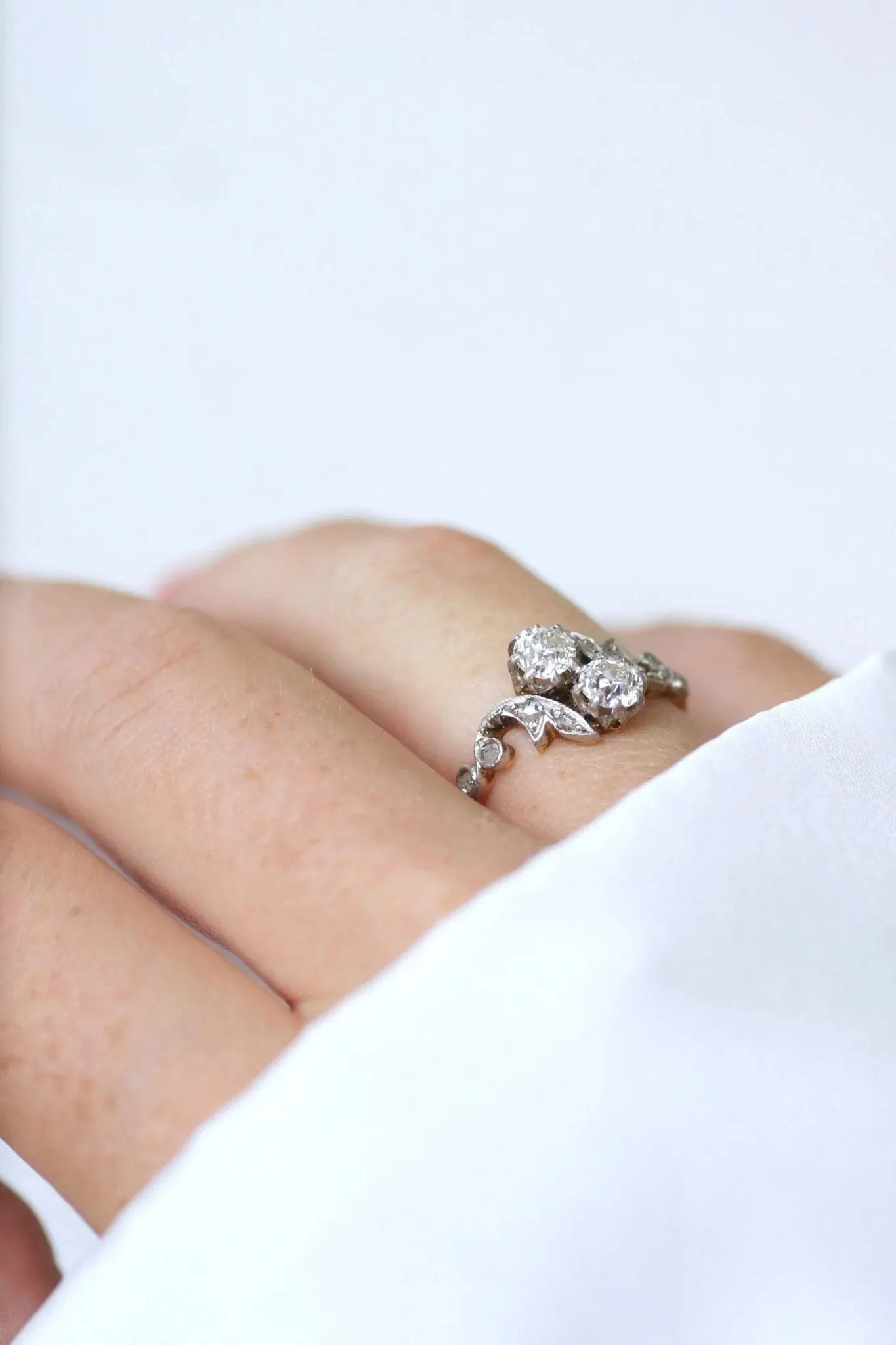 Bague Toi et Moi or rose, platine, et diamants sold by 58 Facettes product image thumbnail 2