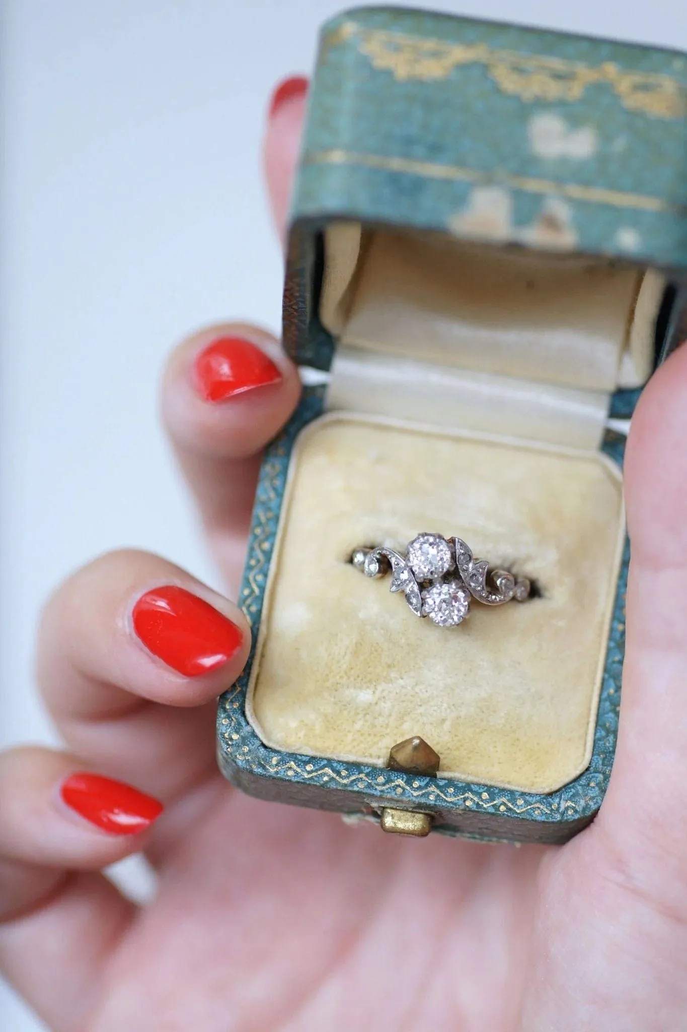 Bague Toi et Moi or rose, platine, et diamants sold by 58 Facettes product image thumbnail 3