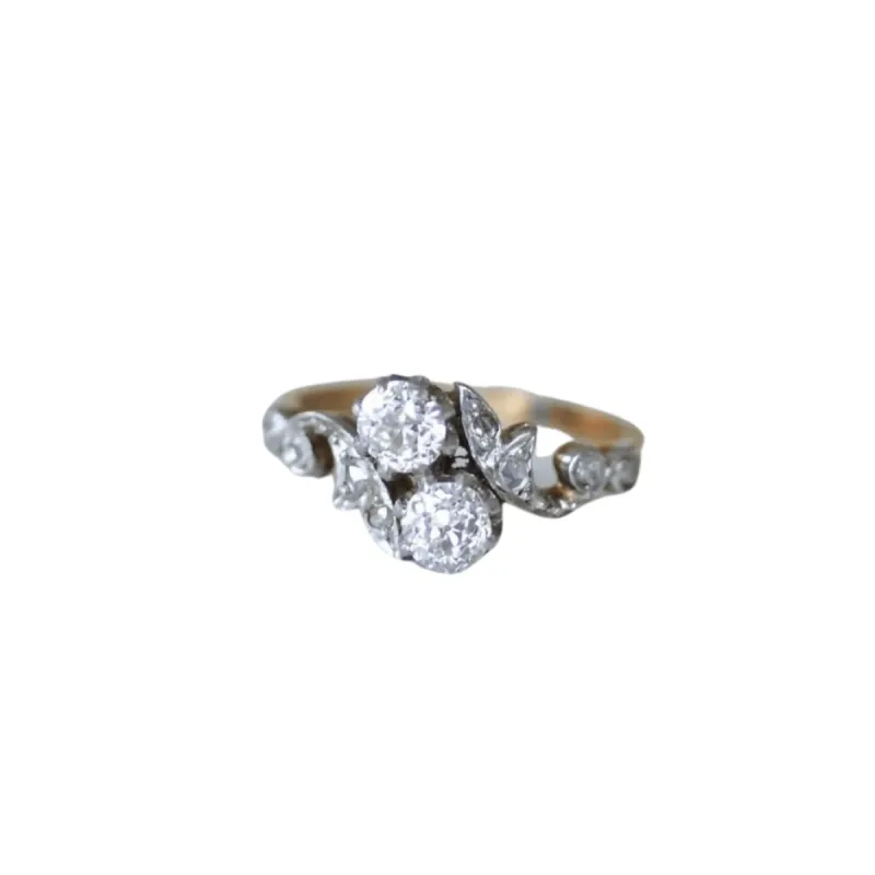 Bague Toi et Moi or rose, platine, et diamants sold by 58 Facettes