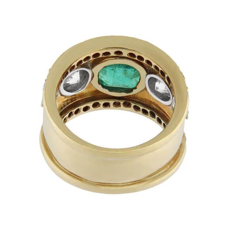 Bague en or jaune avec émeraude et diamants sold by 58 Facettes product image thumbnail 4