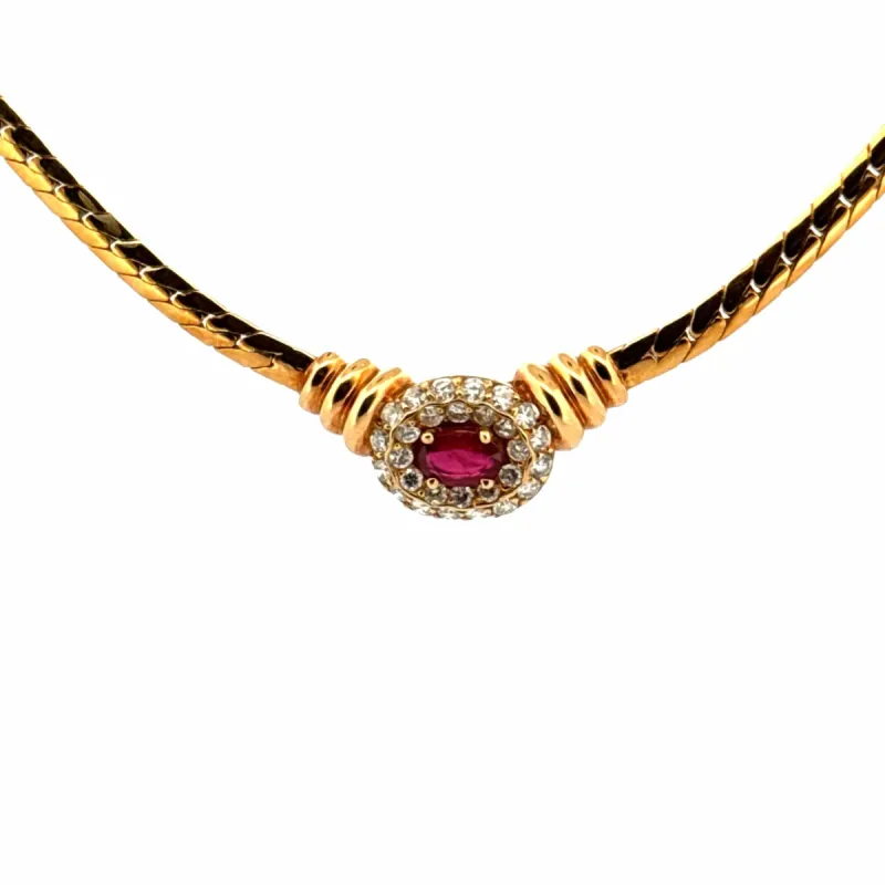 Collier Vintage Or Jaune Rubis & Diamants sold by 58 Facettes