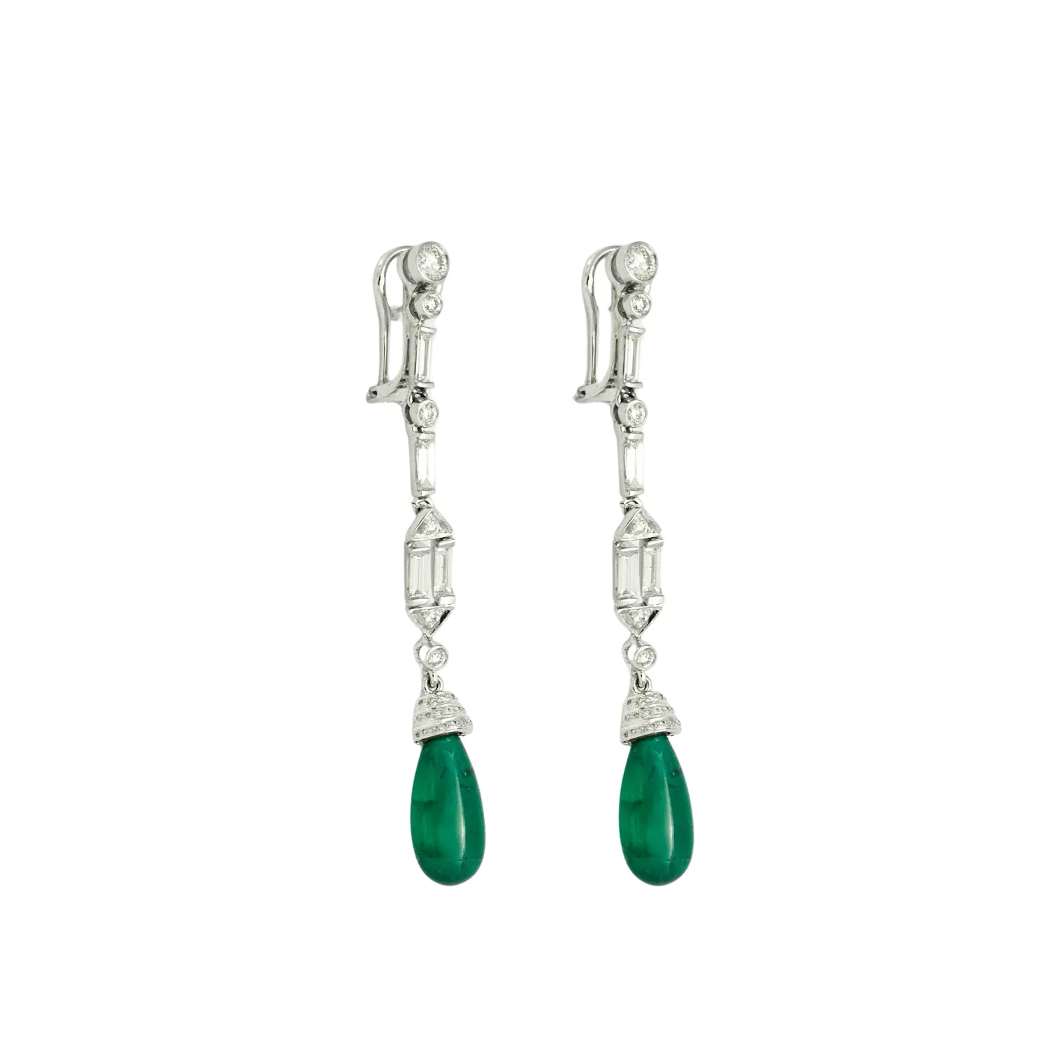 Boucles d'oreilles vintage pendantes diamants et émeraudes gouttes sold by 58 Facettes