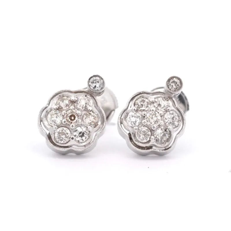 Boucles d'oreilles diamants en platine sold by 58 Facettes