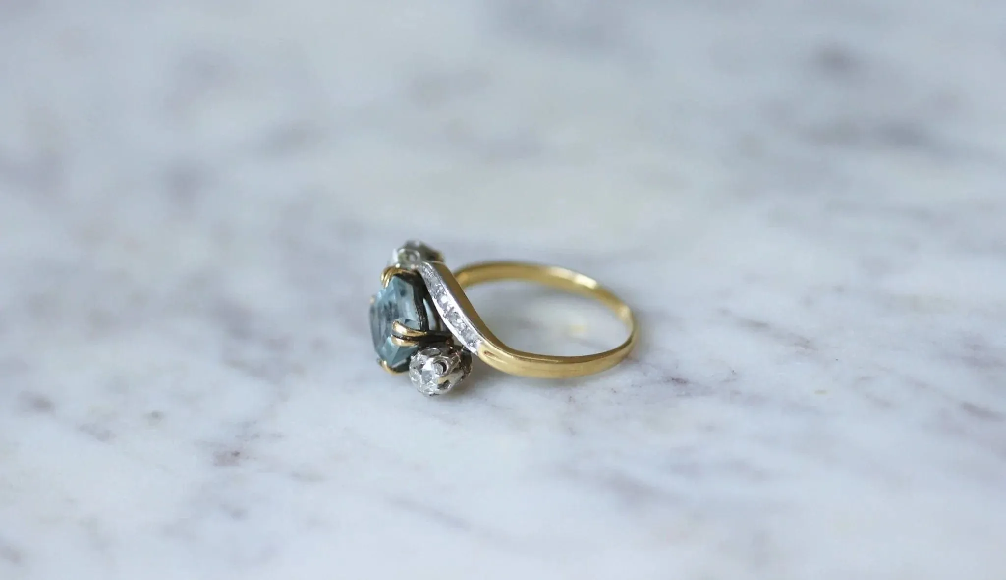 Bague Toi & Moi diamants et aigue marine sold by 58 Facettes product image thumbnail 5