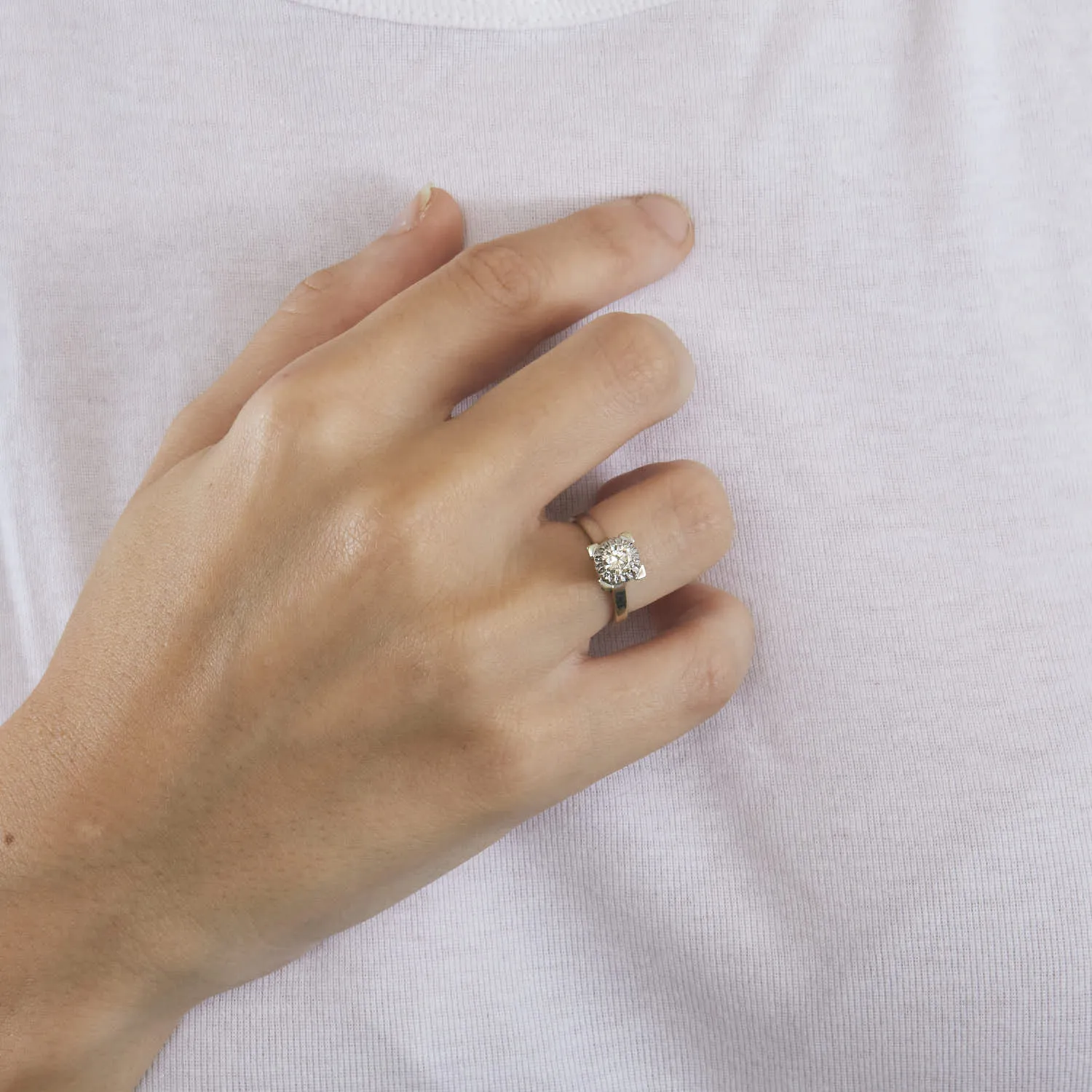 Bague platine et or gris avec diamant sold by 58 Facettes product image thumbnail 2