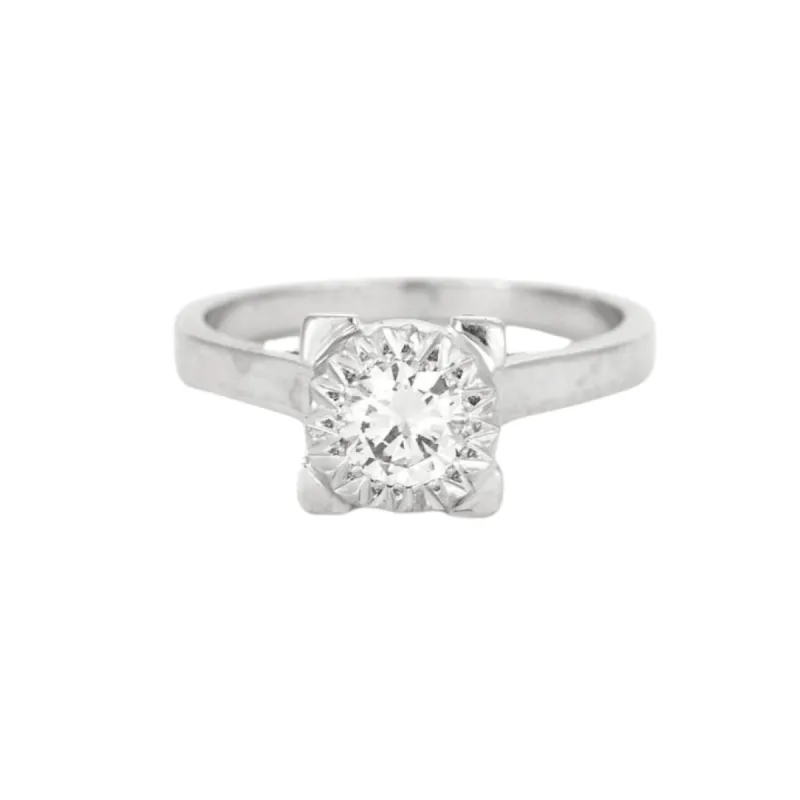 Bague platine et or gris avec diamant sold by 58 Facettes