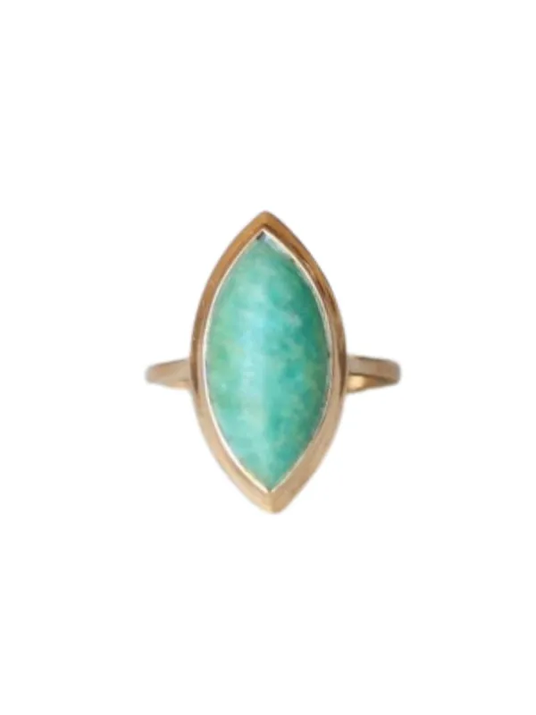Bague marquise amazonite & or rose sold by 58 Facettes