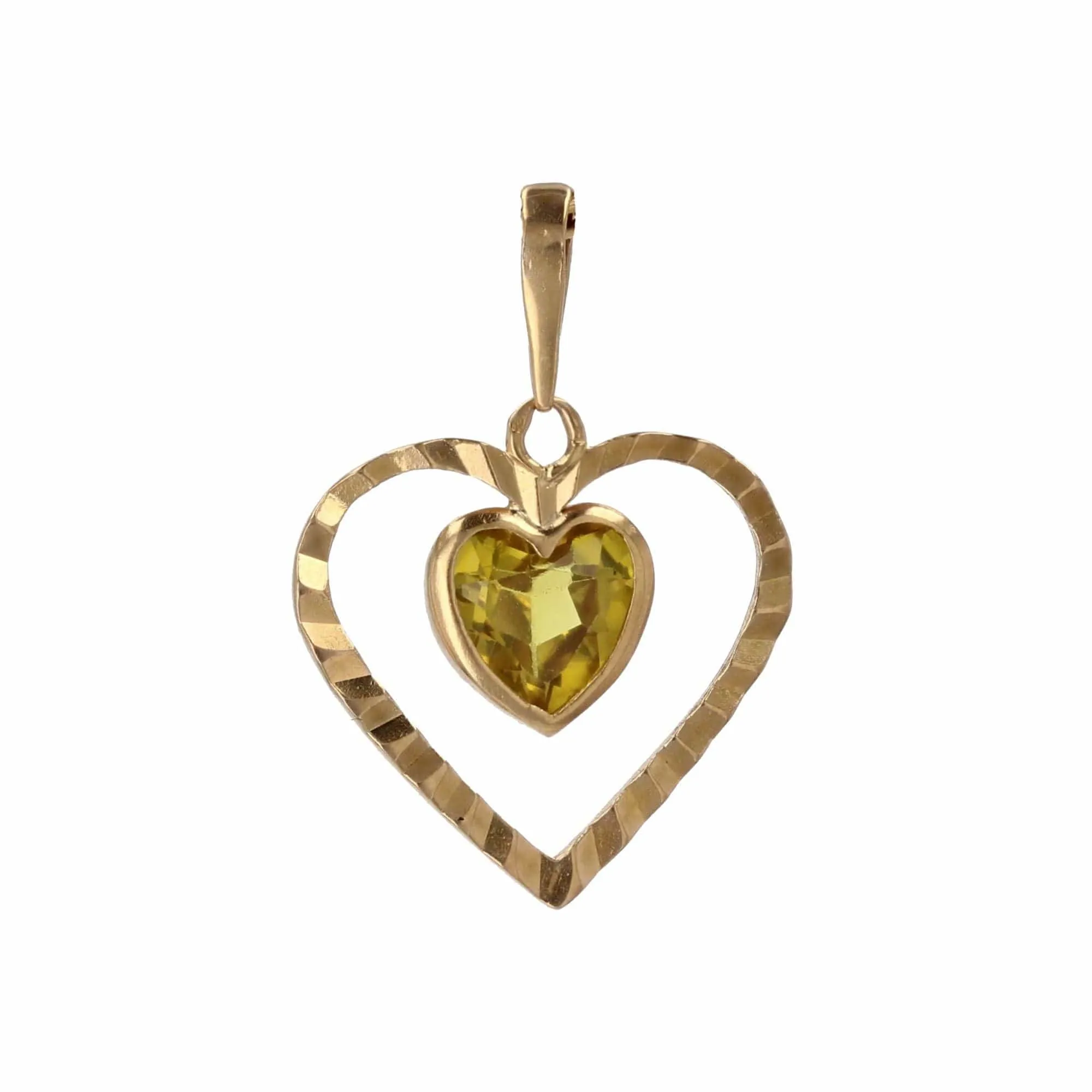 Pendentif coeur pierre jaune sold by 58 Facettes