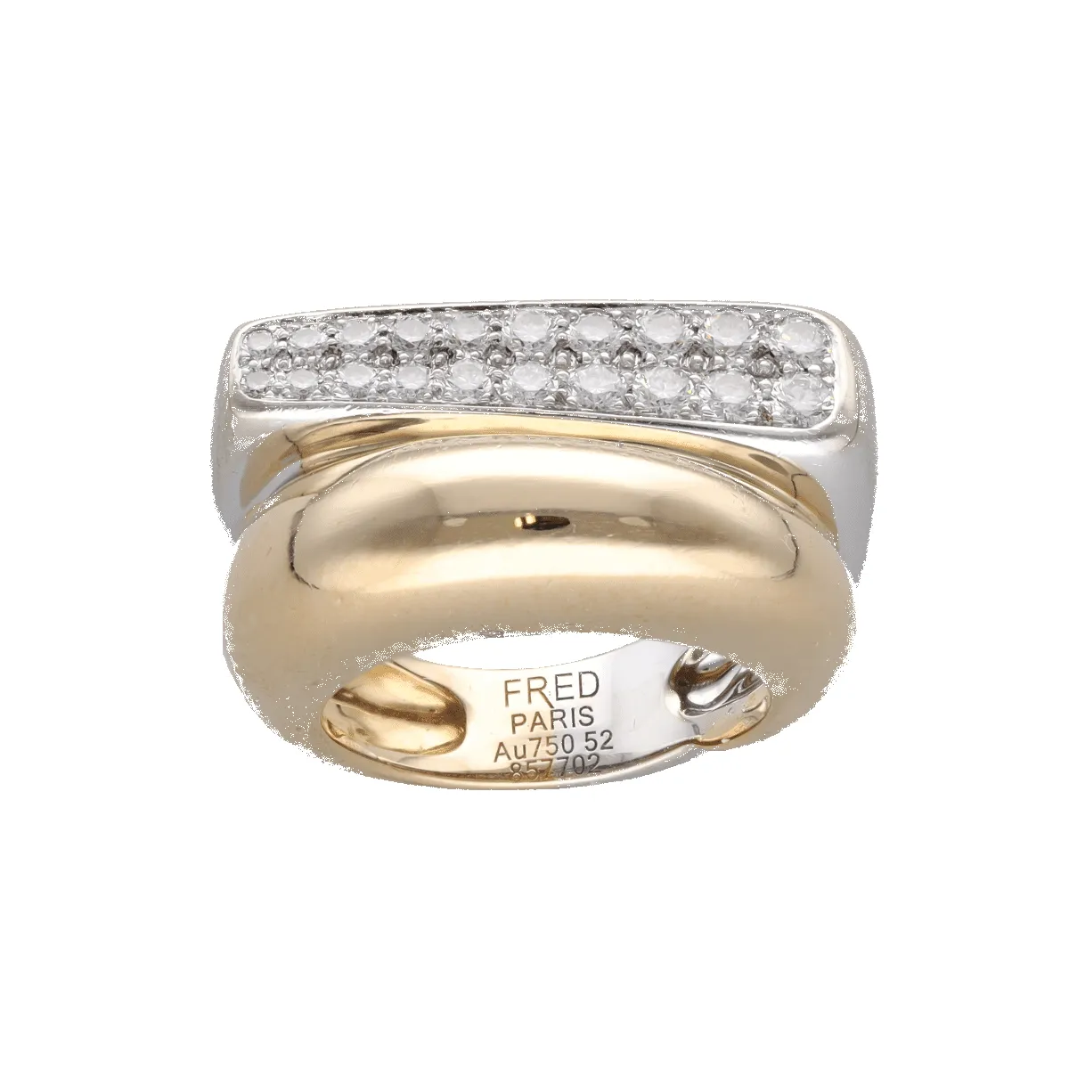 FRED - Bague Success moyen modèle en ors jaune et gris , diamants sold by 58 Facettes