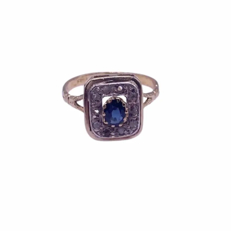 Bague Art Déco Or Jaune Saphir Diamants sold by 58 Facettes